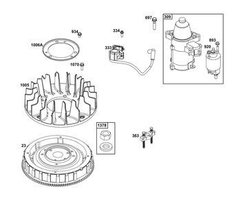 Flywheel, Ignition, And Starter Group Diagram and Parts List for 54E177-0008-J1  Briggs and Stratton Engine